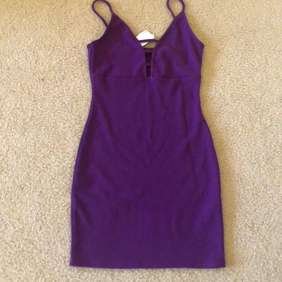 purple ribbed dress